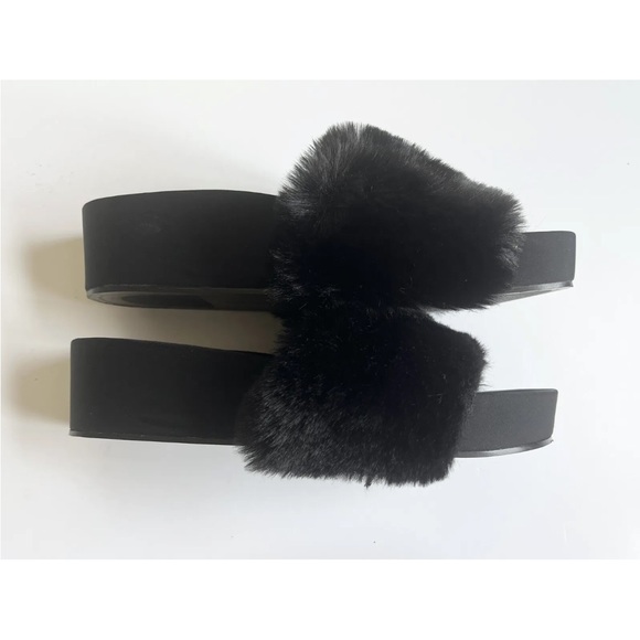 Steven New York 8 Randela Faux Fur Platform Slides in Black Fabric Lined Sock - Picture 13 of 14